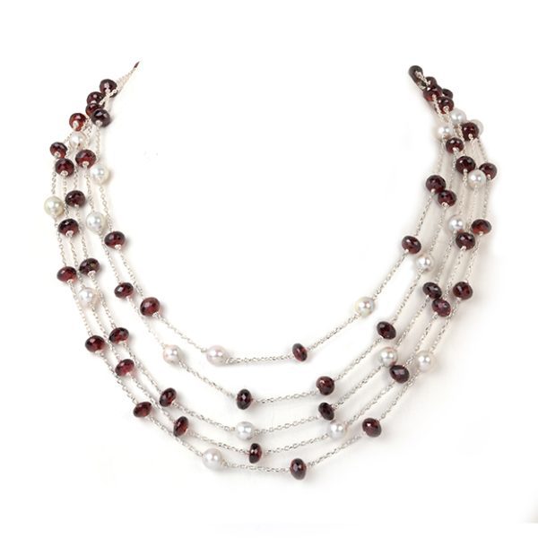 Garnet Pearl Fusion Necklace