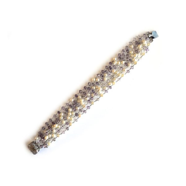 Amethyst And Pearls Ganthan Bracelet