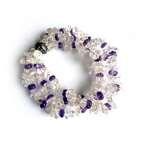 Crystal Chips And Amethyst Bracelet